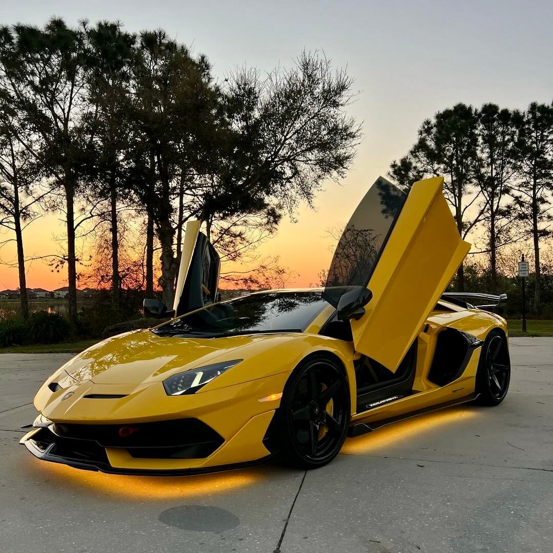 Lamborghini Aventador SVJ Yellow with Underglow toronto canada getunderglow