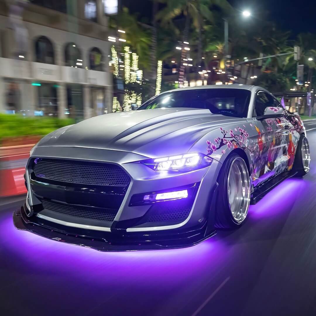 ford mustand racing in vancouver with best universal fit underglow kit in canada with high quality Purple LED 3 year warranty 